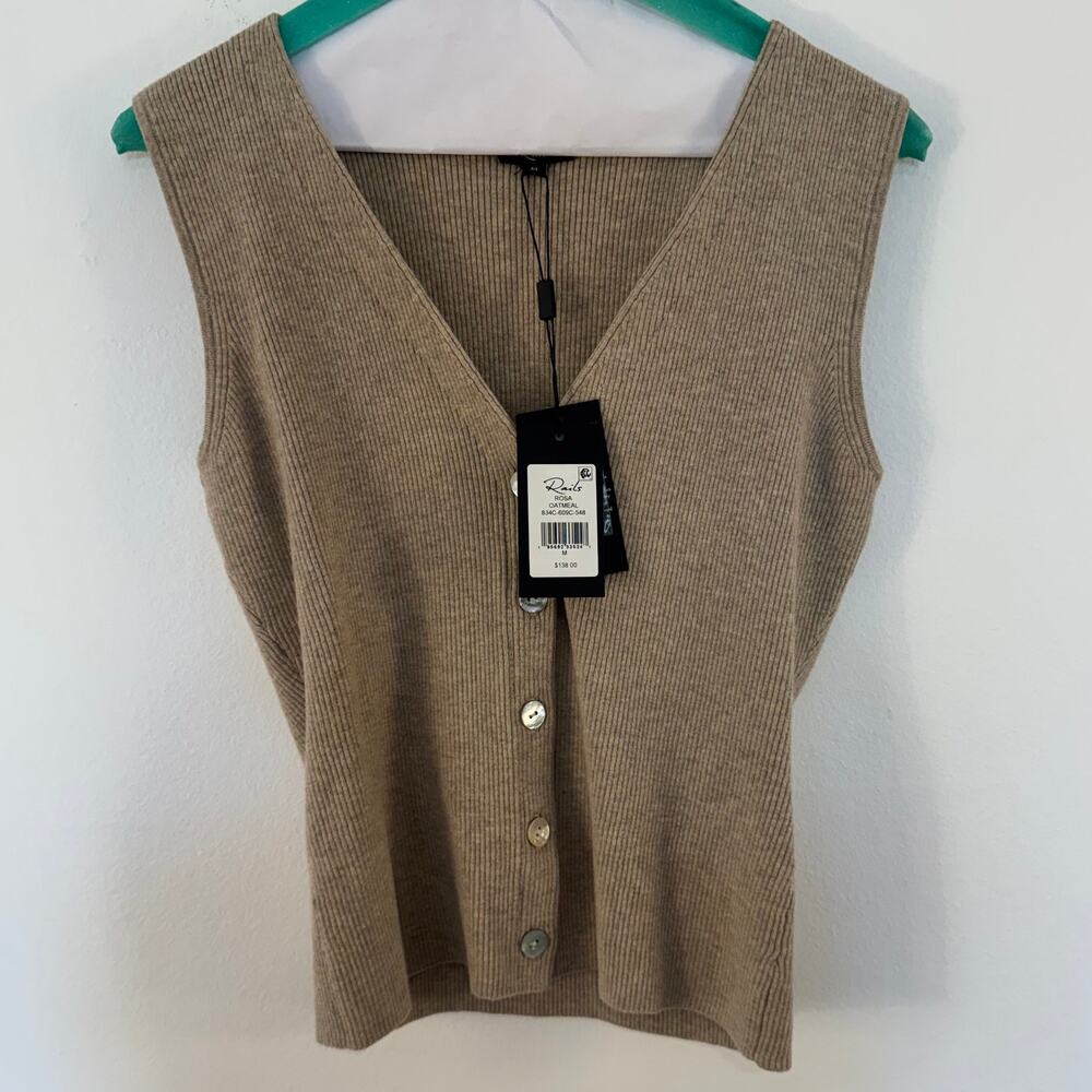 NWT Rails Rosa Vest Beige Cream Size M Button Front Knit Sweater Vest Top